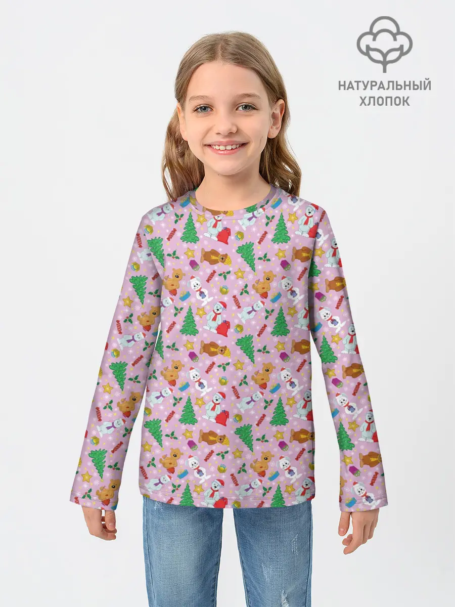 Детский лонгслив / Новогодние Зверюшки