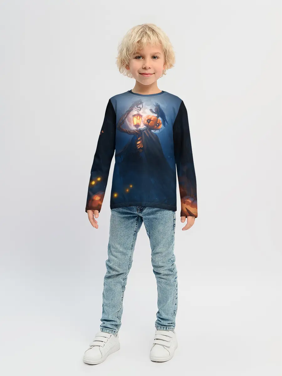 Детский лонгслив / ТЫКВИННЫЙ МОНСТР В ТУМАНЕ / ХЕЛЛОУИН