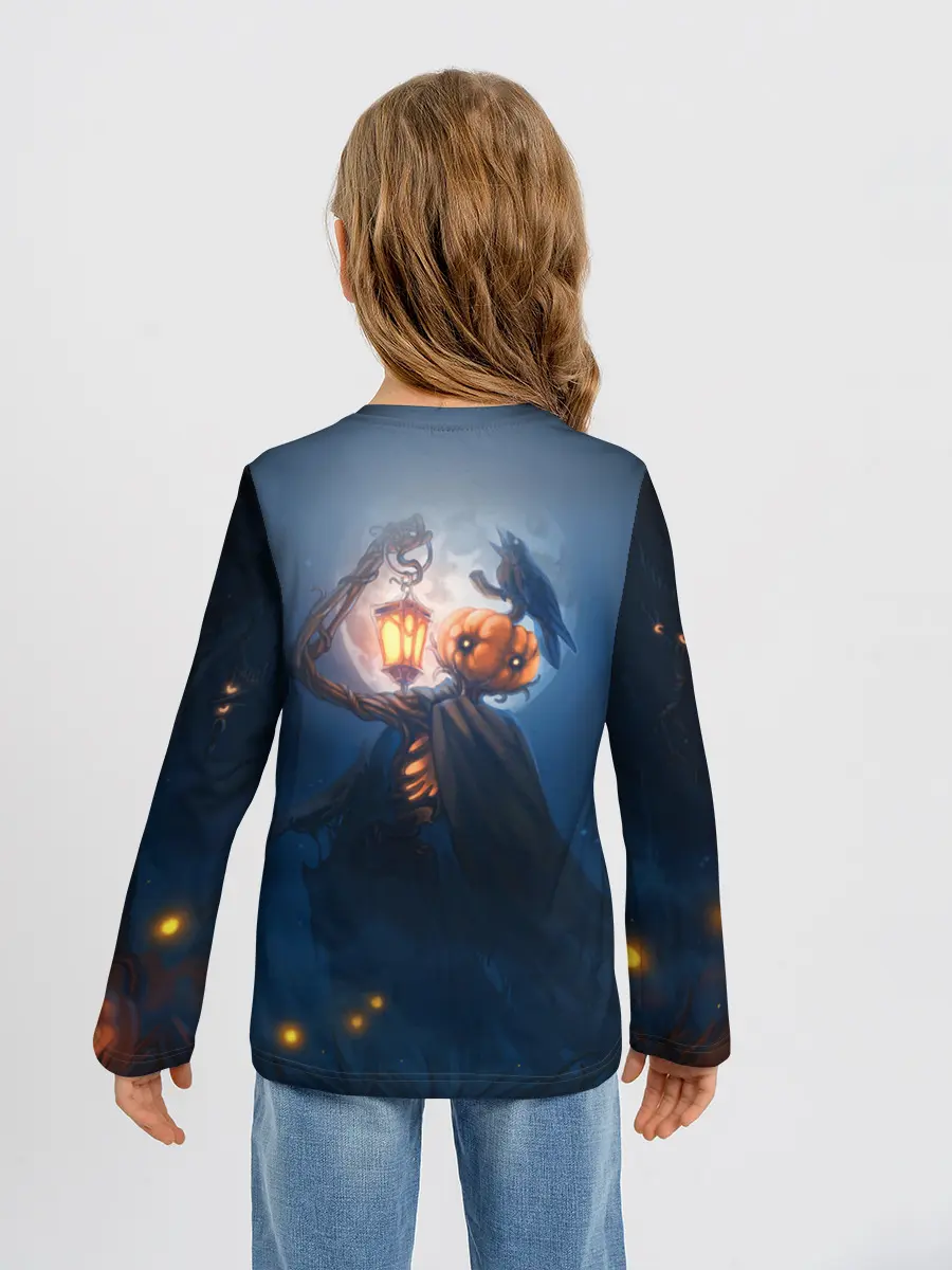 Детский лонгслив / ТЫКВИННЫЙ МОНСТР В ТУМАНЕ / ХЕЛЛОУИН