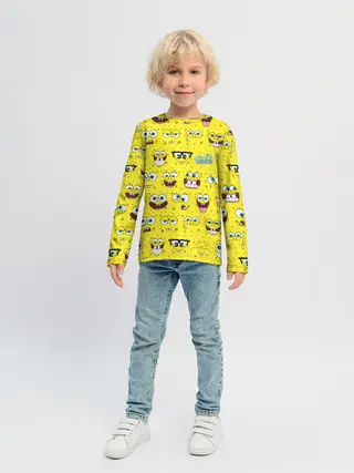 Детский лонгслив / Губка Боб паттерн