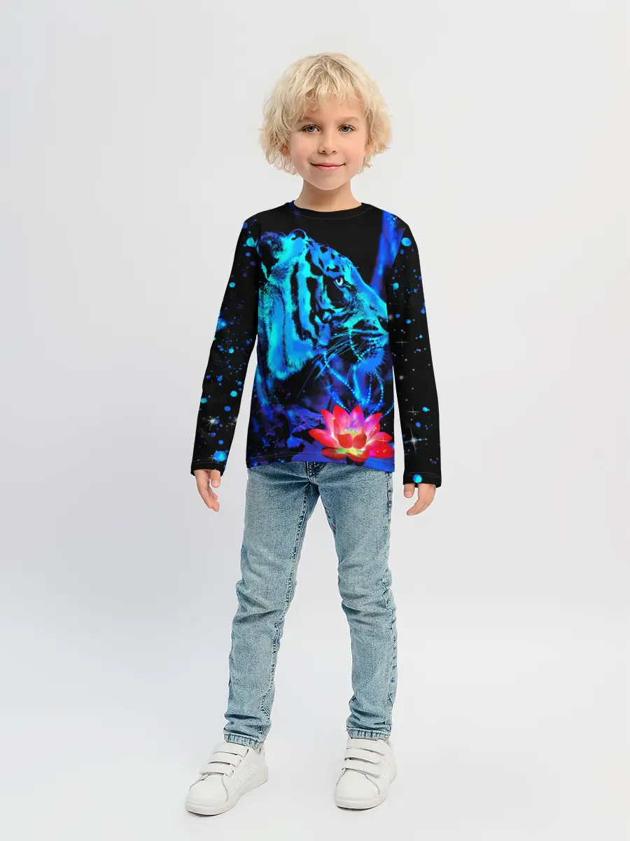 Детский лонгслив / Синий водяной тигр