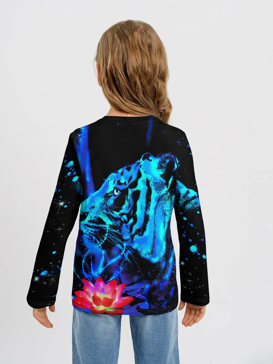 Детский лонгслив / Синий водяной тигр