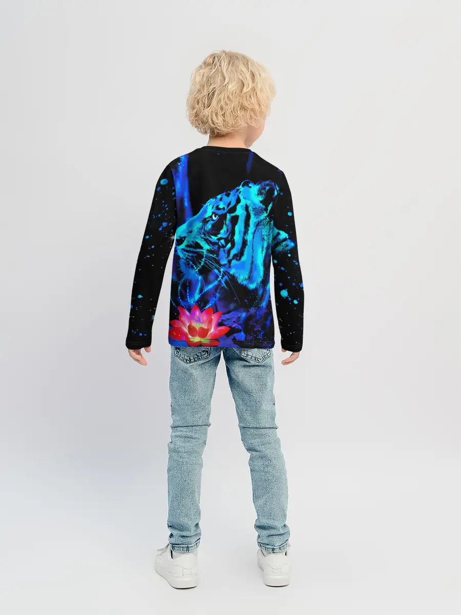 Детский лонгслив / Синий водяной тигр