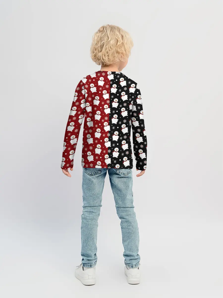 Детский лонгслив / Снеговики, снежинки и снег