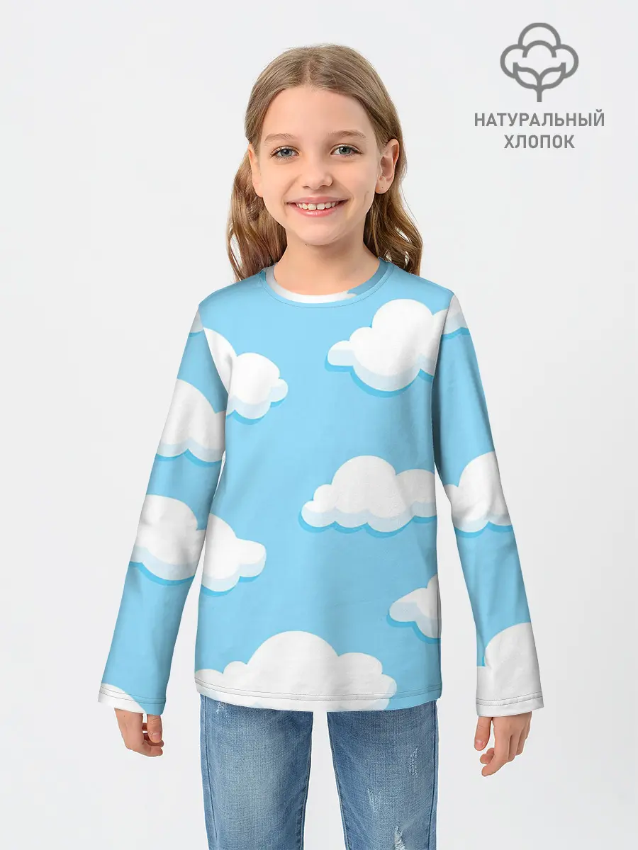 Детский лонгслив / Белые облака