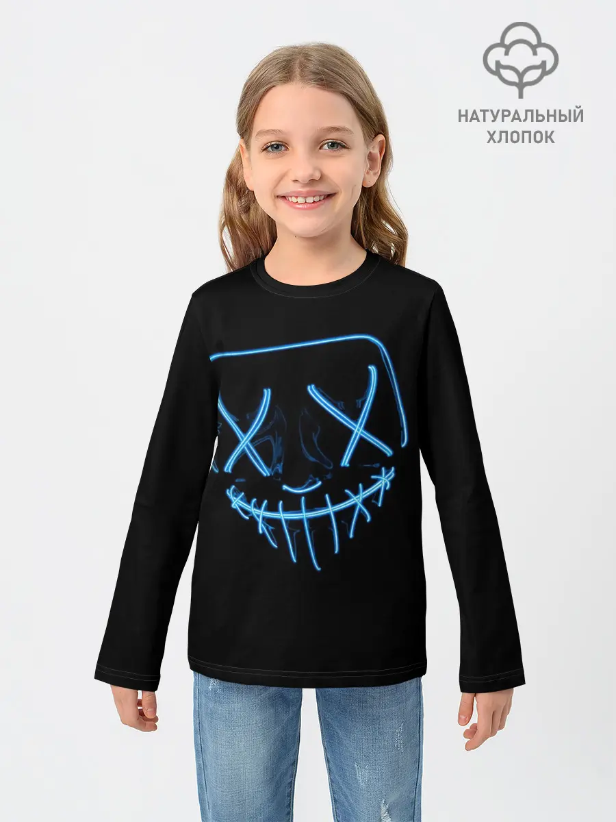 Детский лонгслив / Неоновая маска Хэллоуина