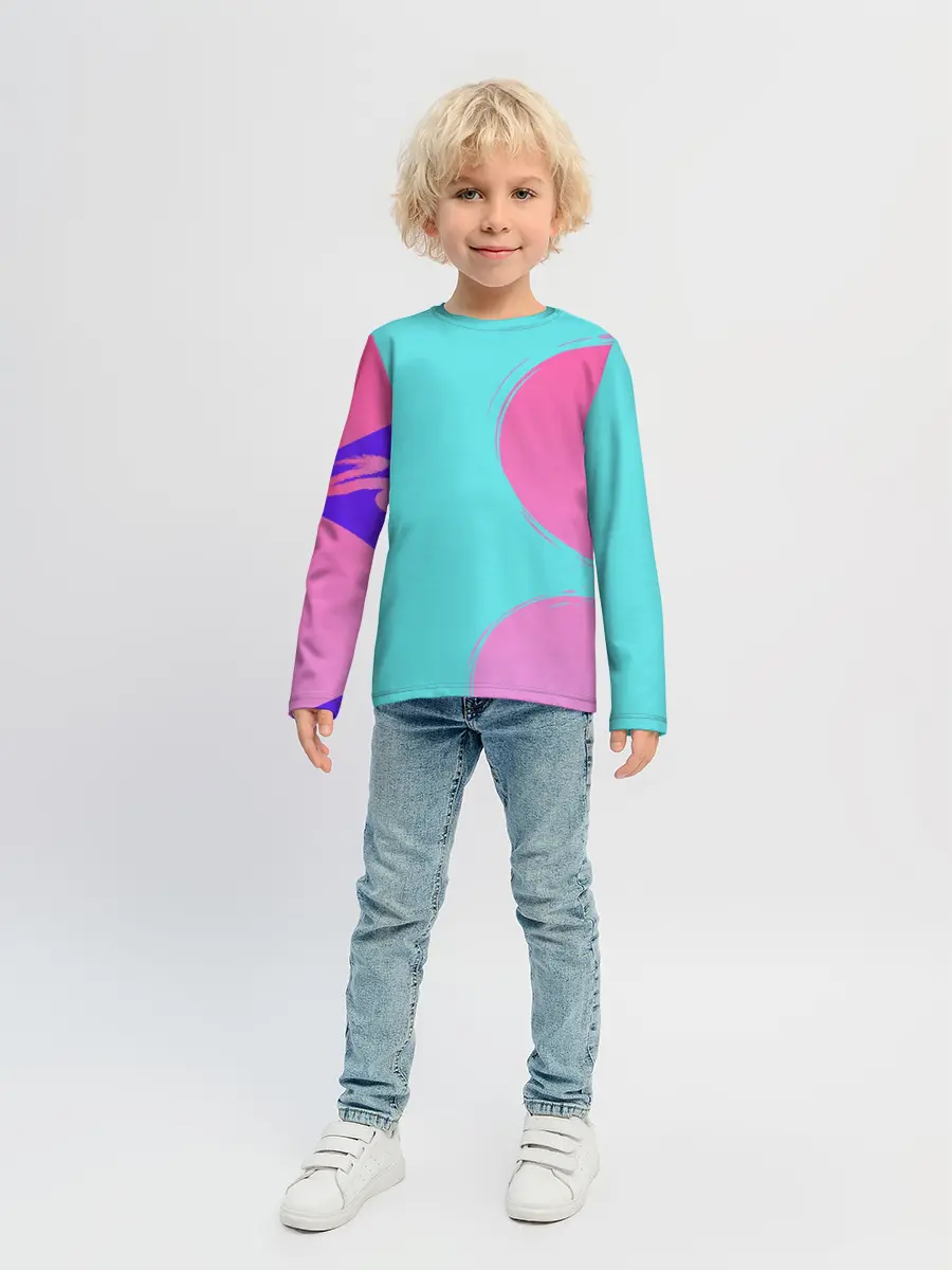 Детский лонгслив / Розово-голубой градиент