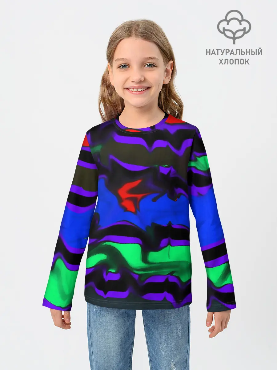 Детский лонгслив / Абстрактный узор цветных оттенков