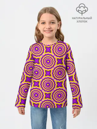 Детский лонгслив / желтые и пурпурные цветы