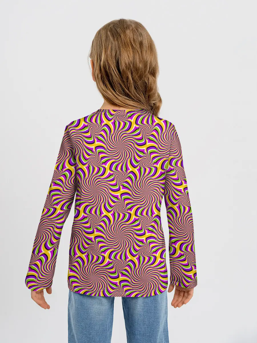 Детский лонгслив / Желто-фиолетовая иллюзия вращения