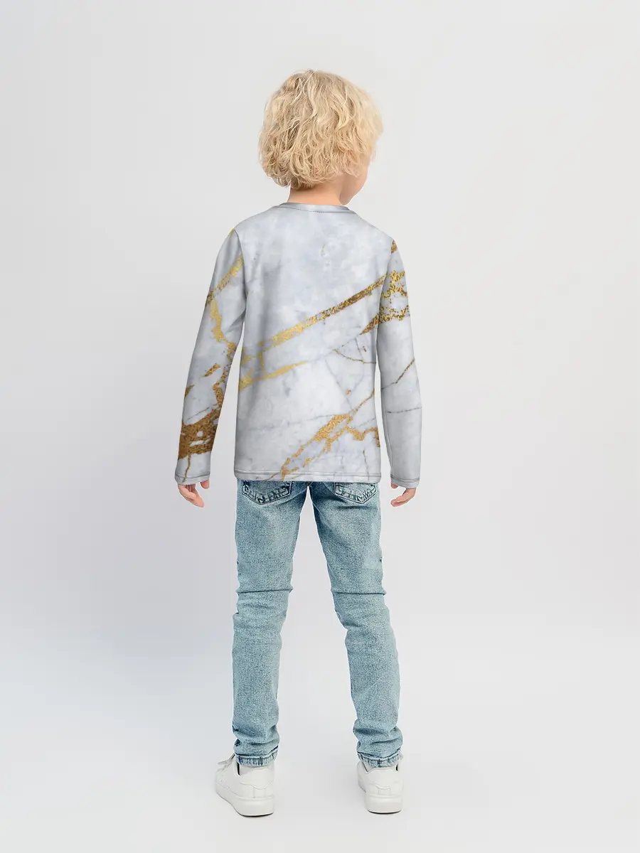Детский лонгслив / Золото на белом