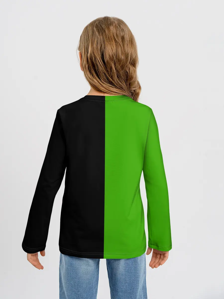 Детский лонгслив / SKODA черно-зеленый