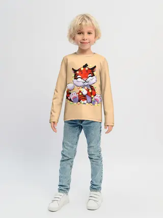 Детский лонгслив / Новогодний тигрёнок