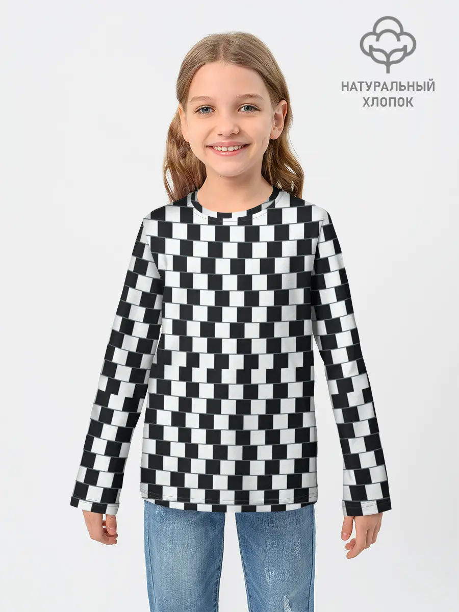 Детский лонгслив / Шахматная Иллюзия Искажения