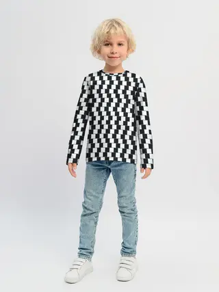 Детский лонгслив / Шахматная Иллюзия Искажения