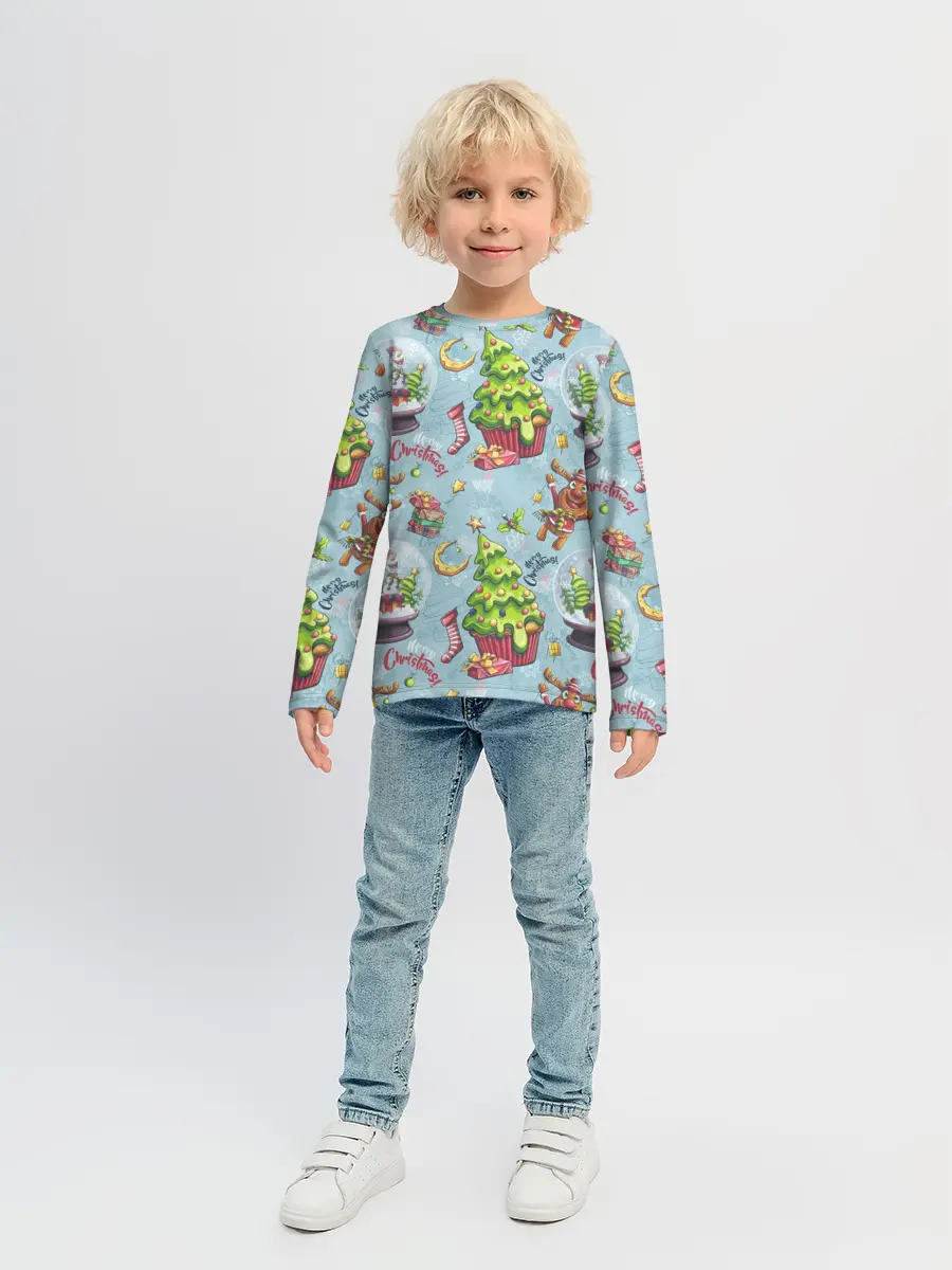 Детский лонгслив / Merry Christmas Pattern