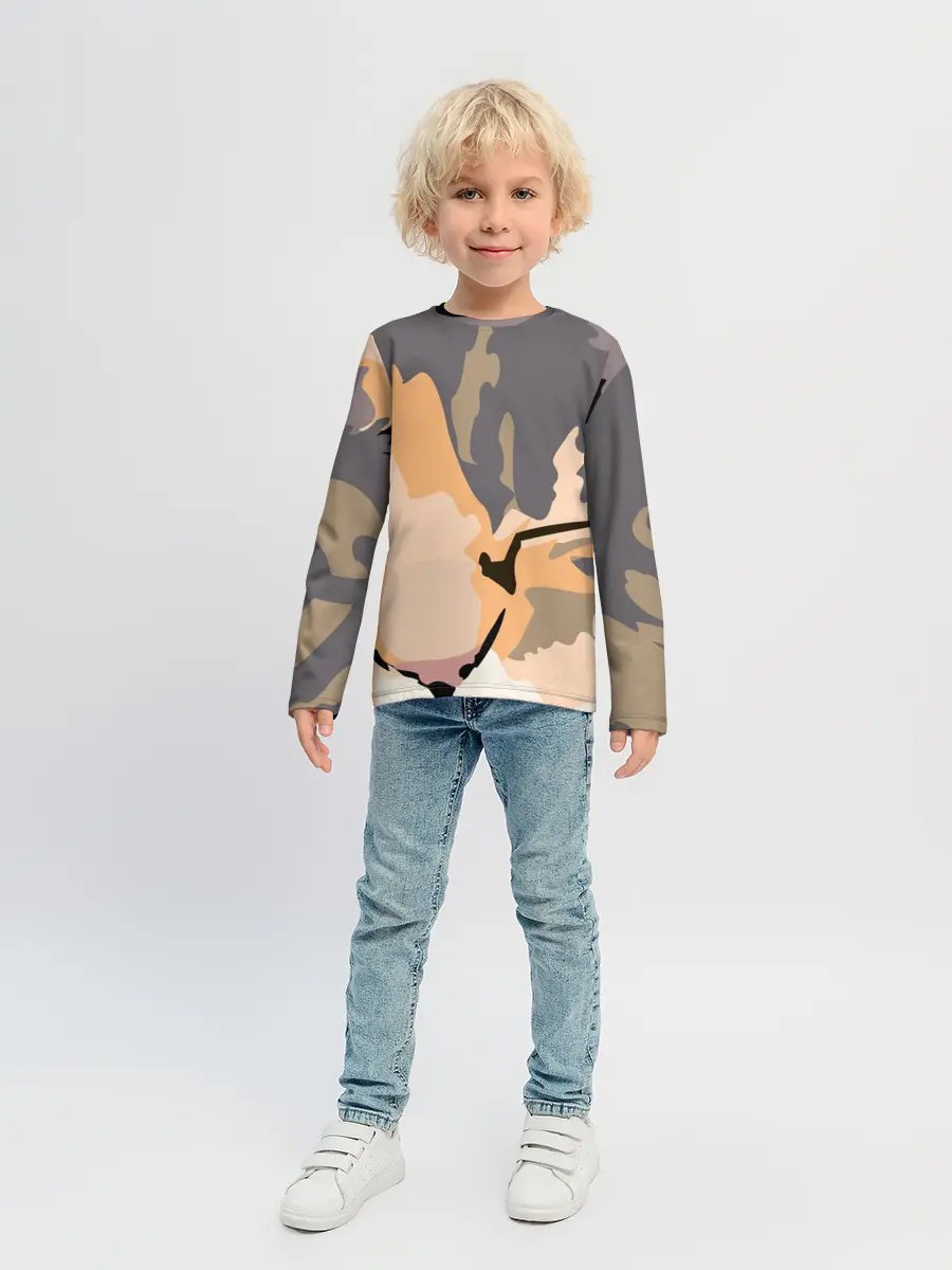 Детский лонгслив / Камуфляжный кот