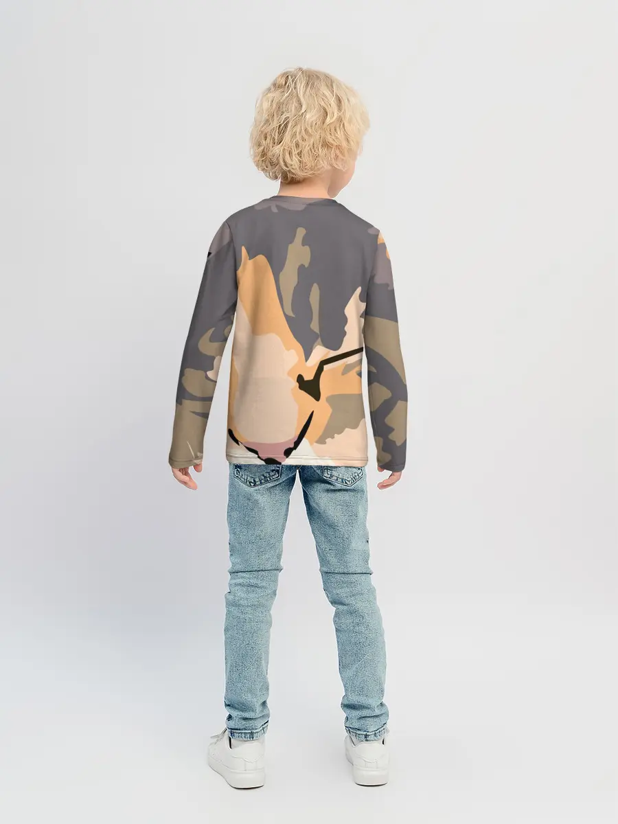 Детский лонгслив / Камуфляжный кот