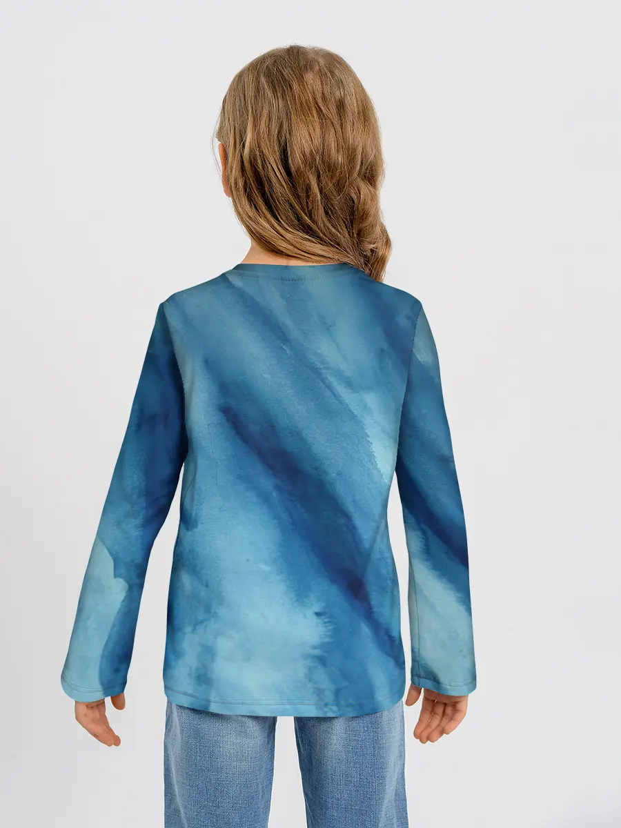 Детский лонгслив / Голубой мрамор