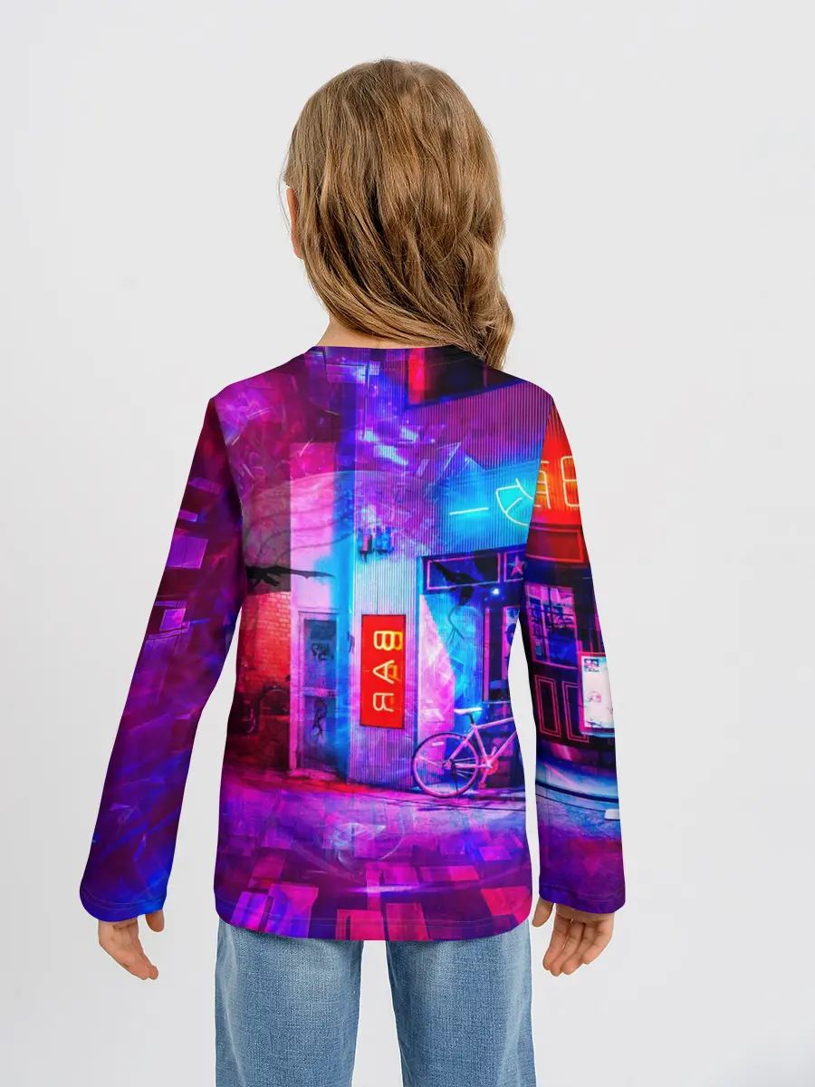 Детский лонгслив / Zero Two в неоновом городе