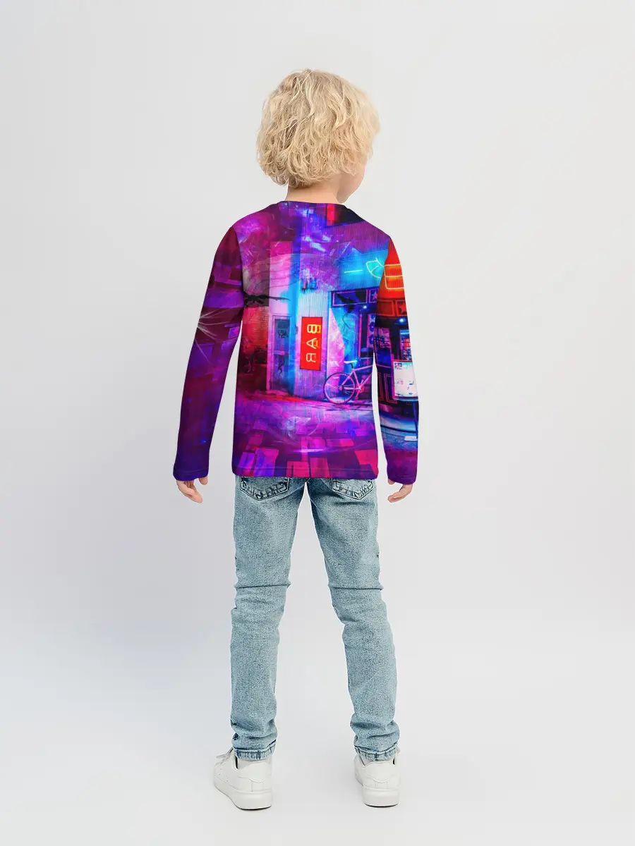 Детский лонгслив / Zero Two в неоновом городе