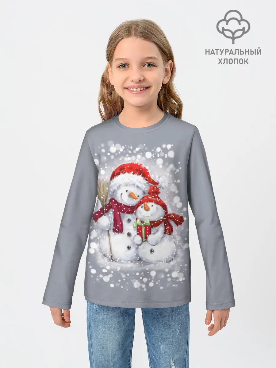 Детский лонгслив / Два снеговика