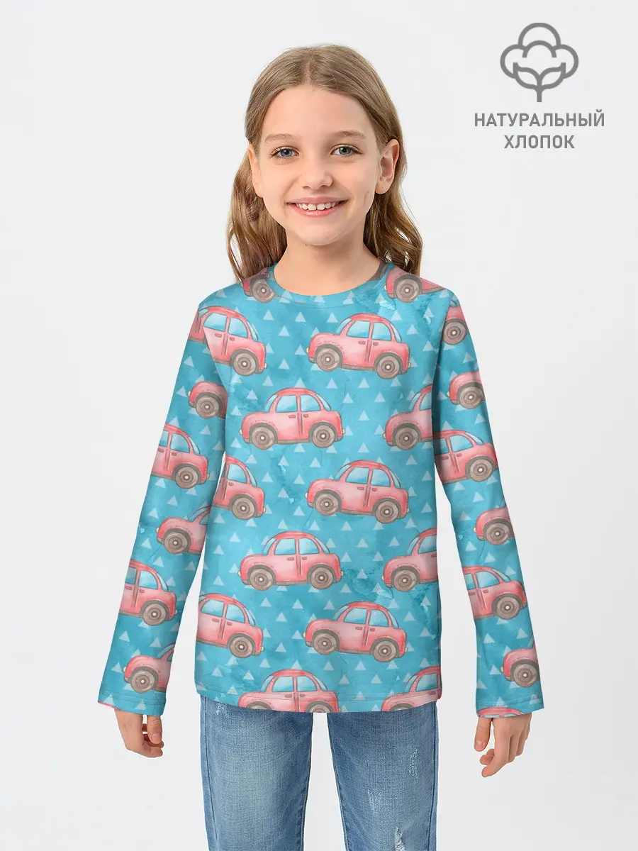 Детский лонгслив / Машинки детский рисунок