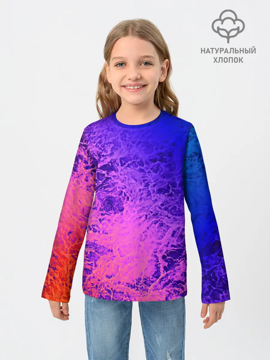 Детский лонгслив / Абстрактный пурпурно-синий