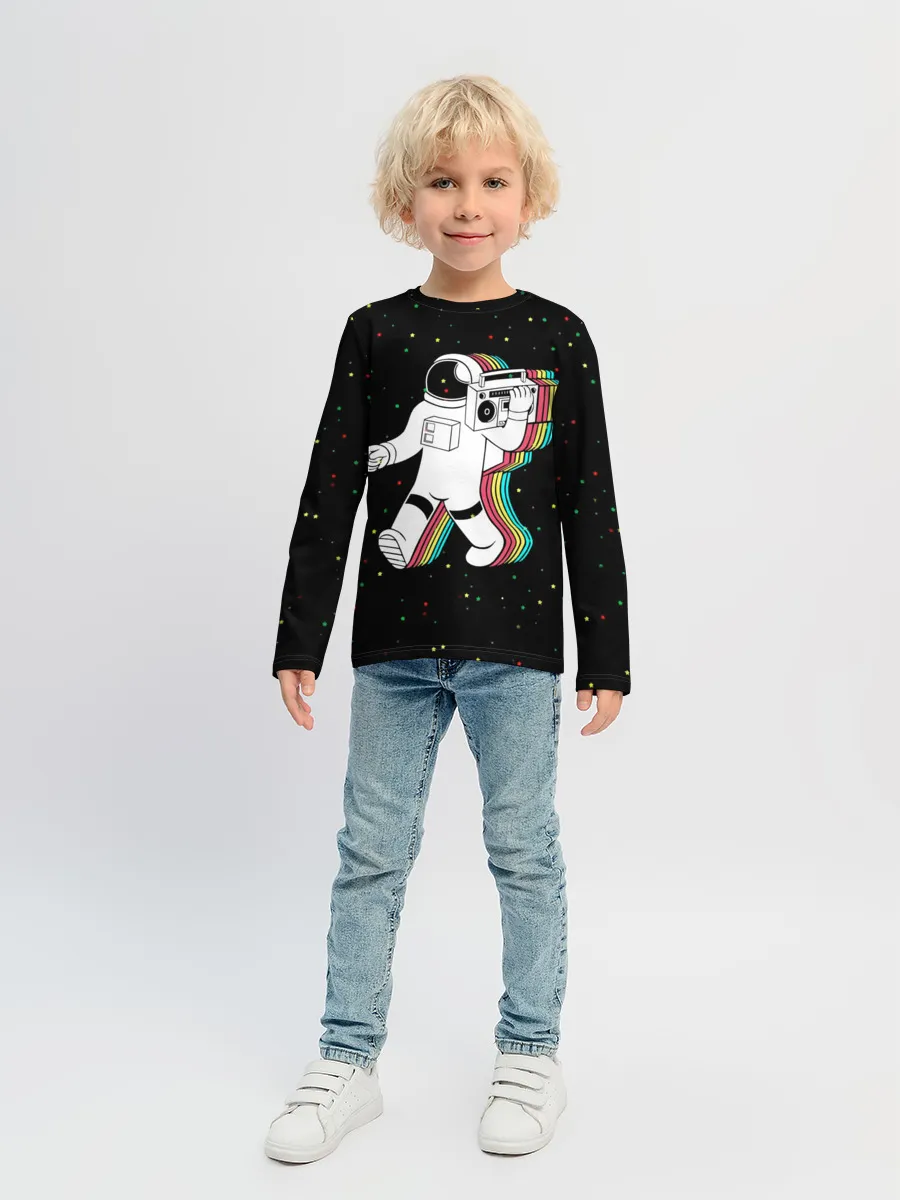 Детский лонгслив / Космонавт с магнитофоном