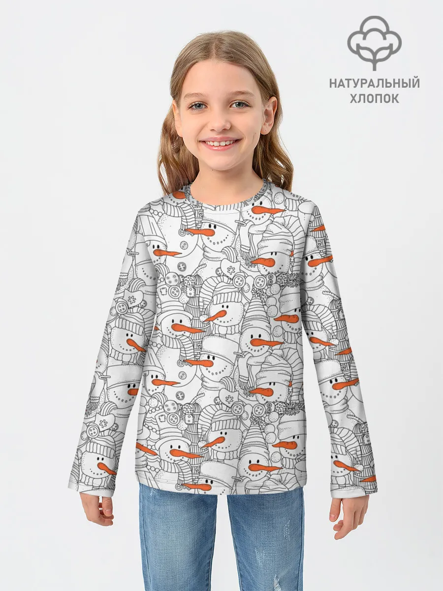 Детский лонгслив / Снеговики