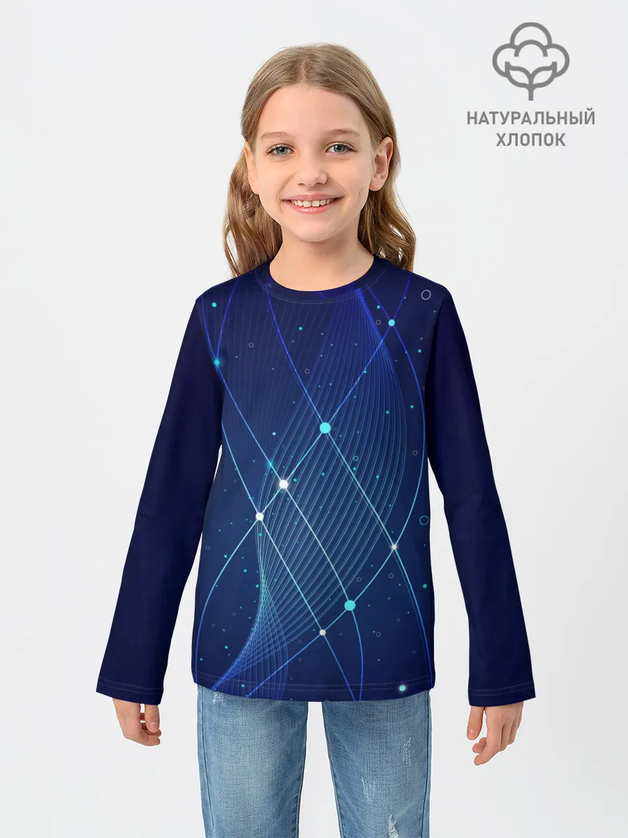 Детский лонгслив / Синяя спираль абстракция