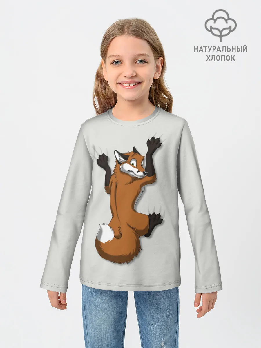 Детский лонгслив / Лис Вцепился