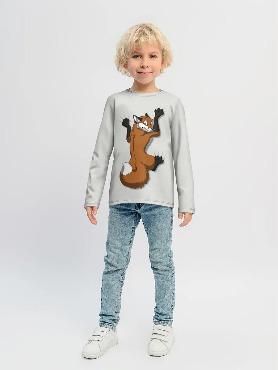 Детский лонгслив / Лис Вцепился