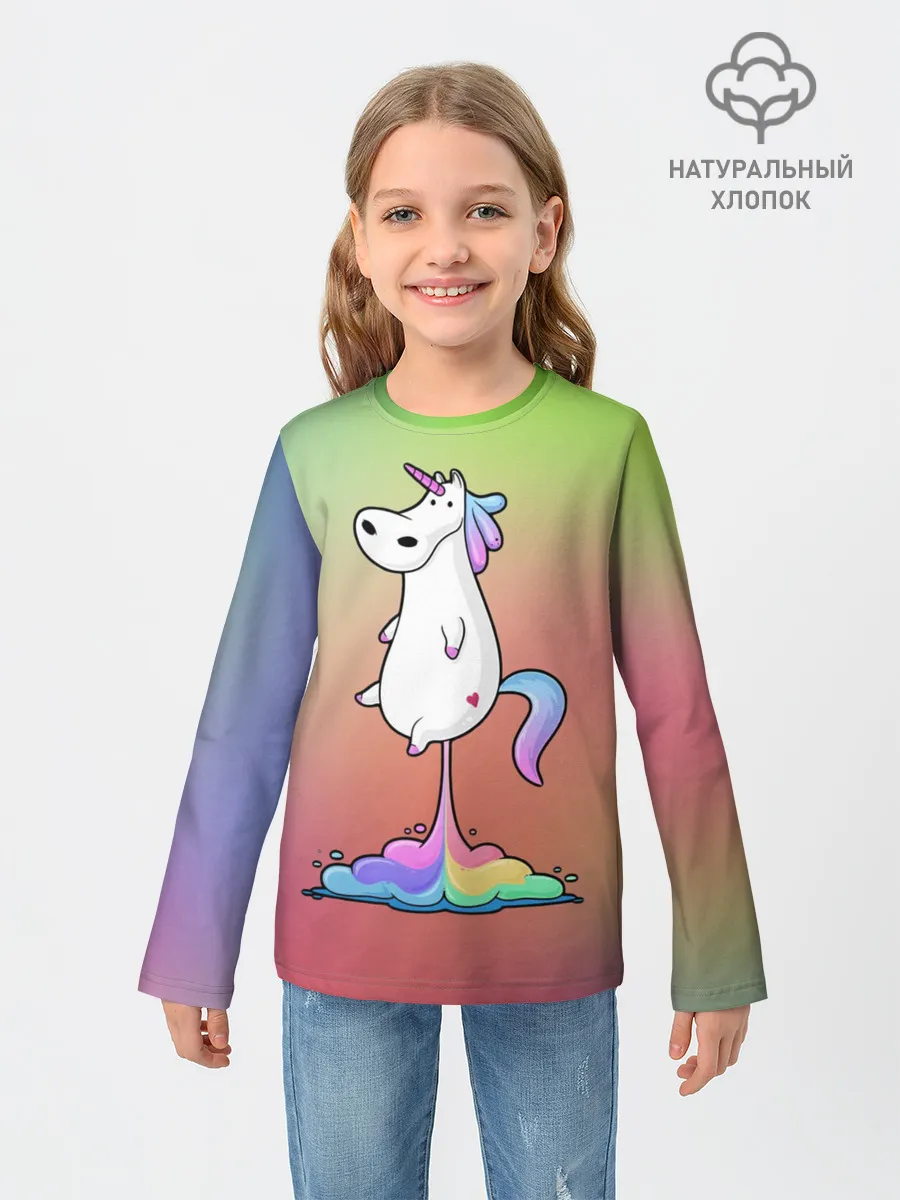 Детский лонгслив / Единорог на Старте