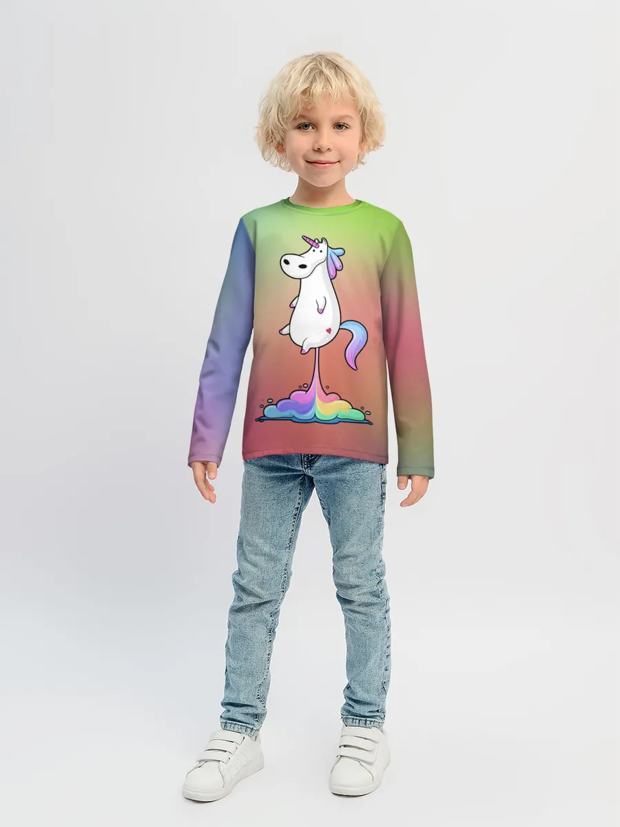 Детский лонгслив / Единорог на Старте