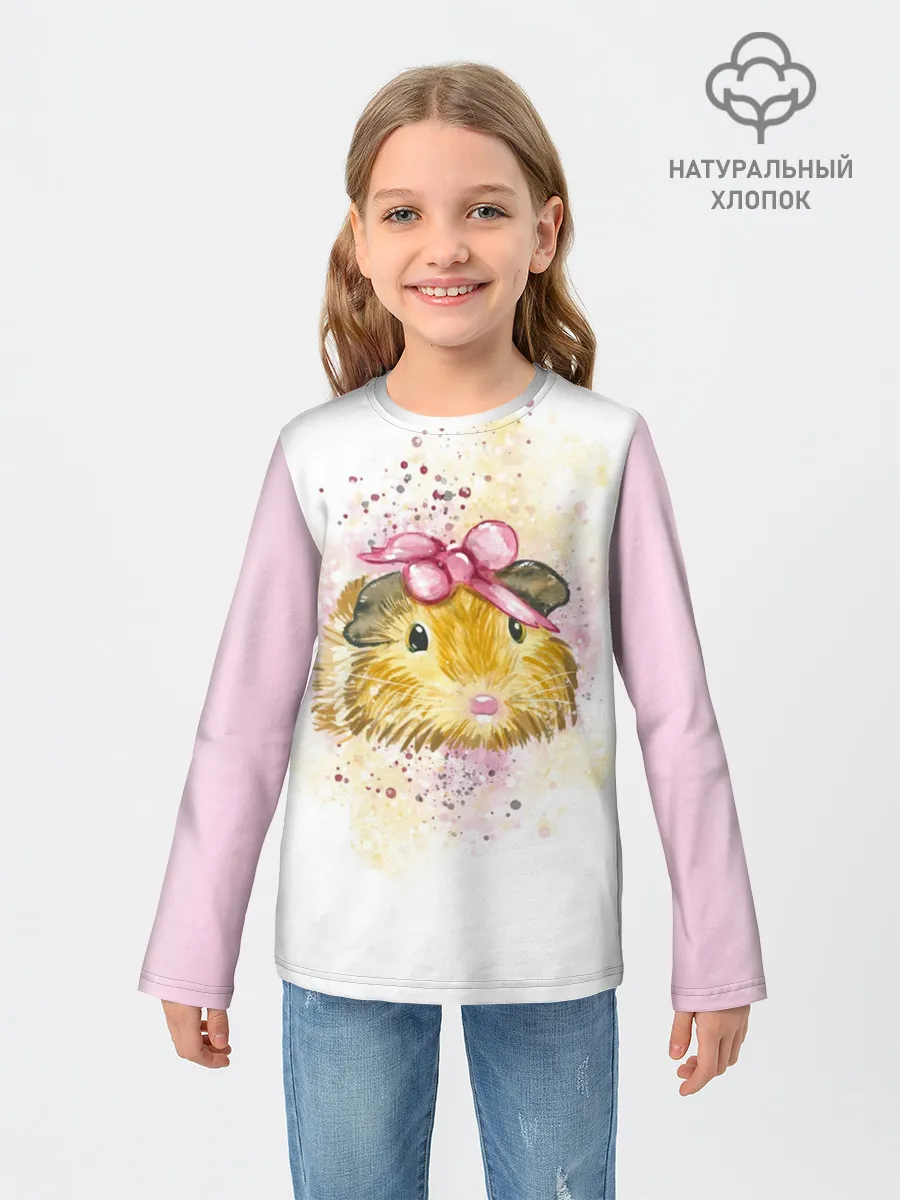 Детский лонгслив / Морская свинка акварелью