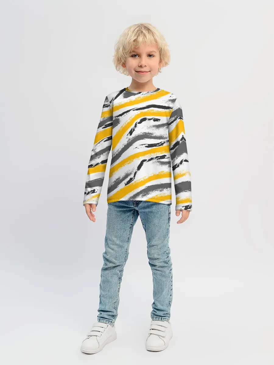 Детский лонгслив / Серый-желтый