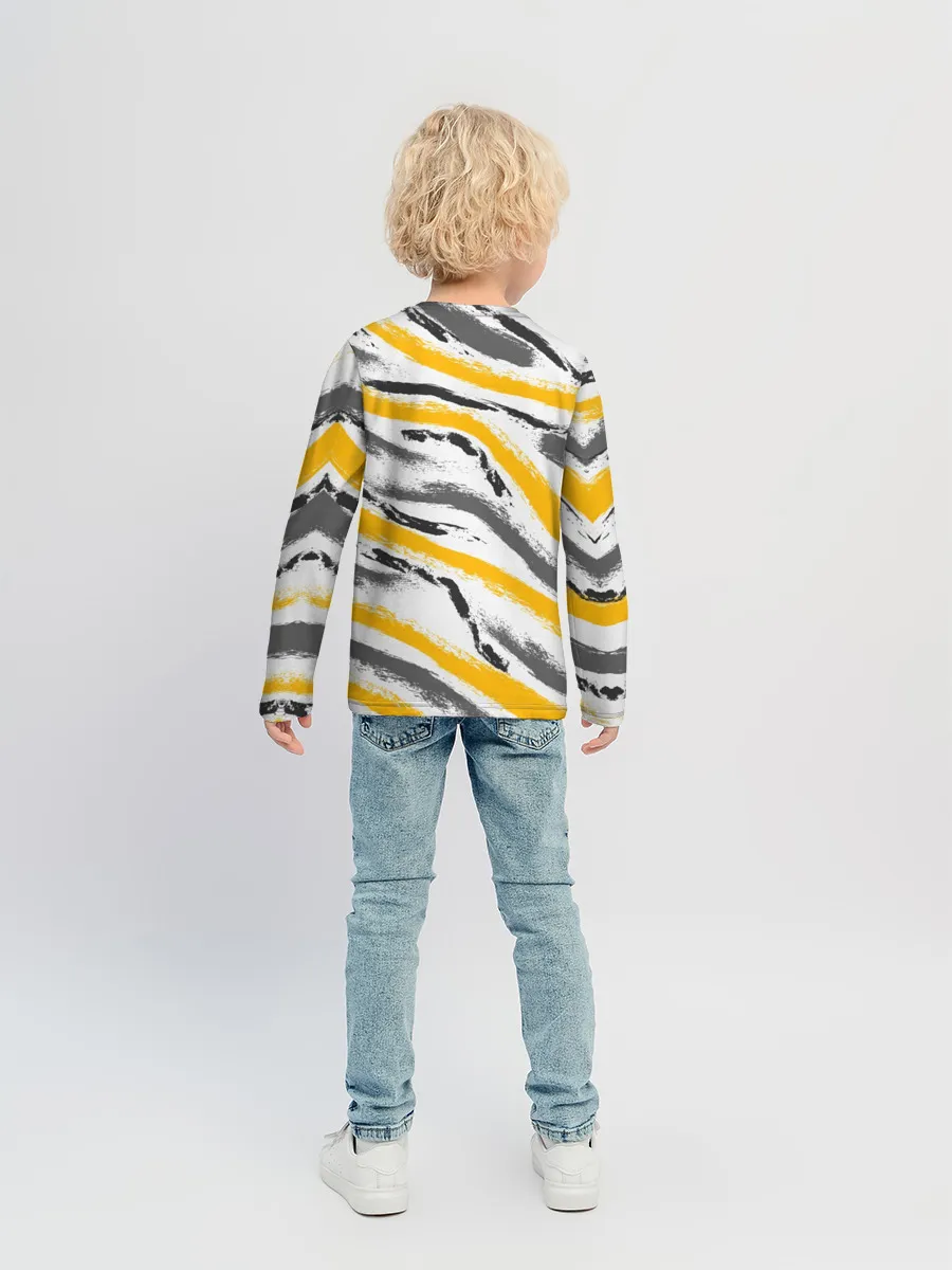 Детский лонгслив / Серый-желтый