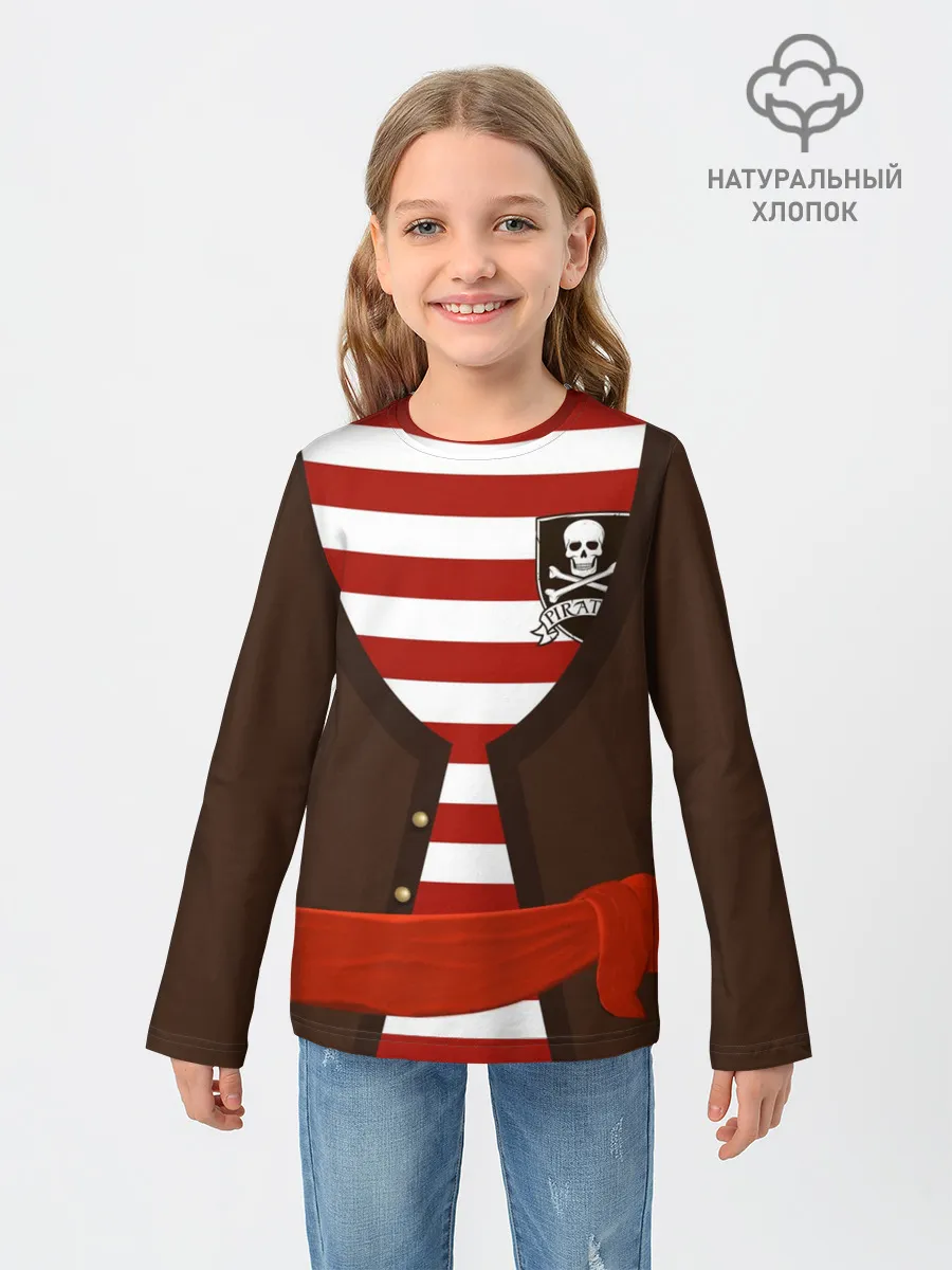 Детский лонгслив / Костюм пирата в красную полоску