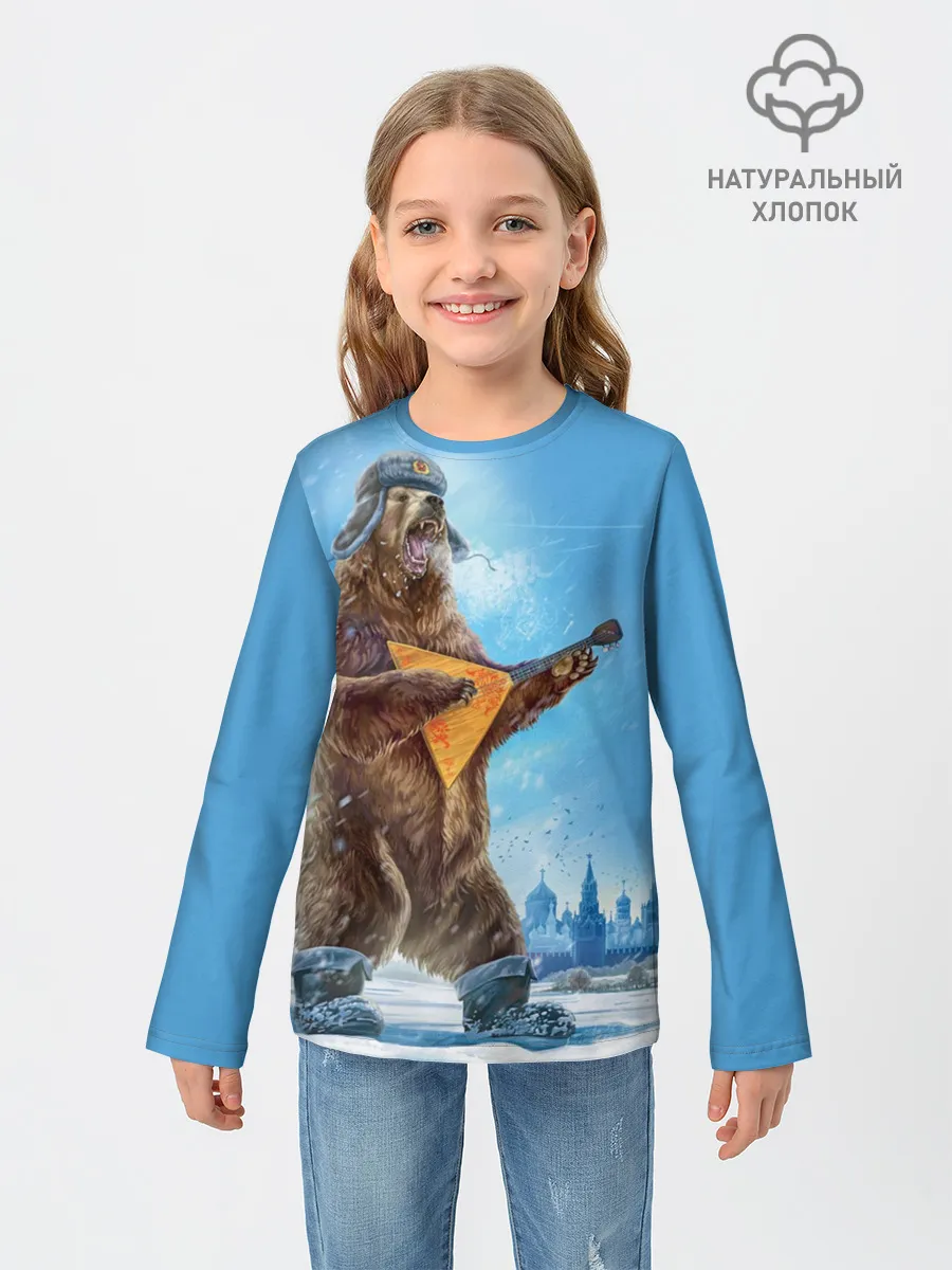 Детский лонгслив / Мишка с балалайкой