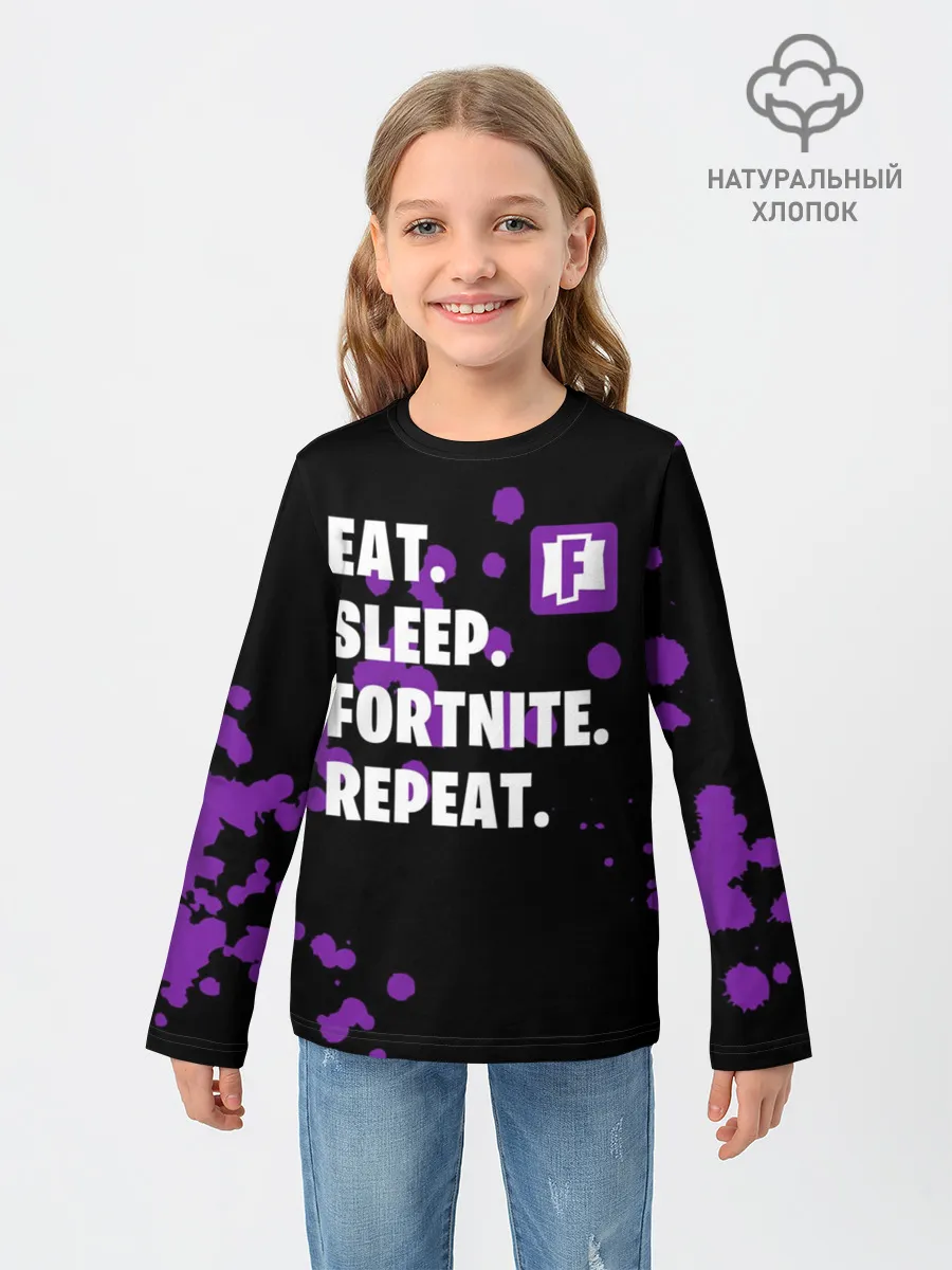 Детский лонгслив / Eat Sleep Fortnite Repeat