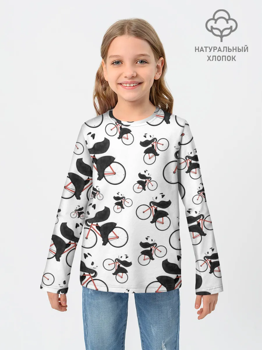 Детский лонгслив / Панды На Велосипеде
