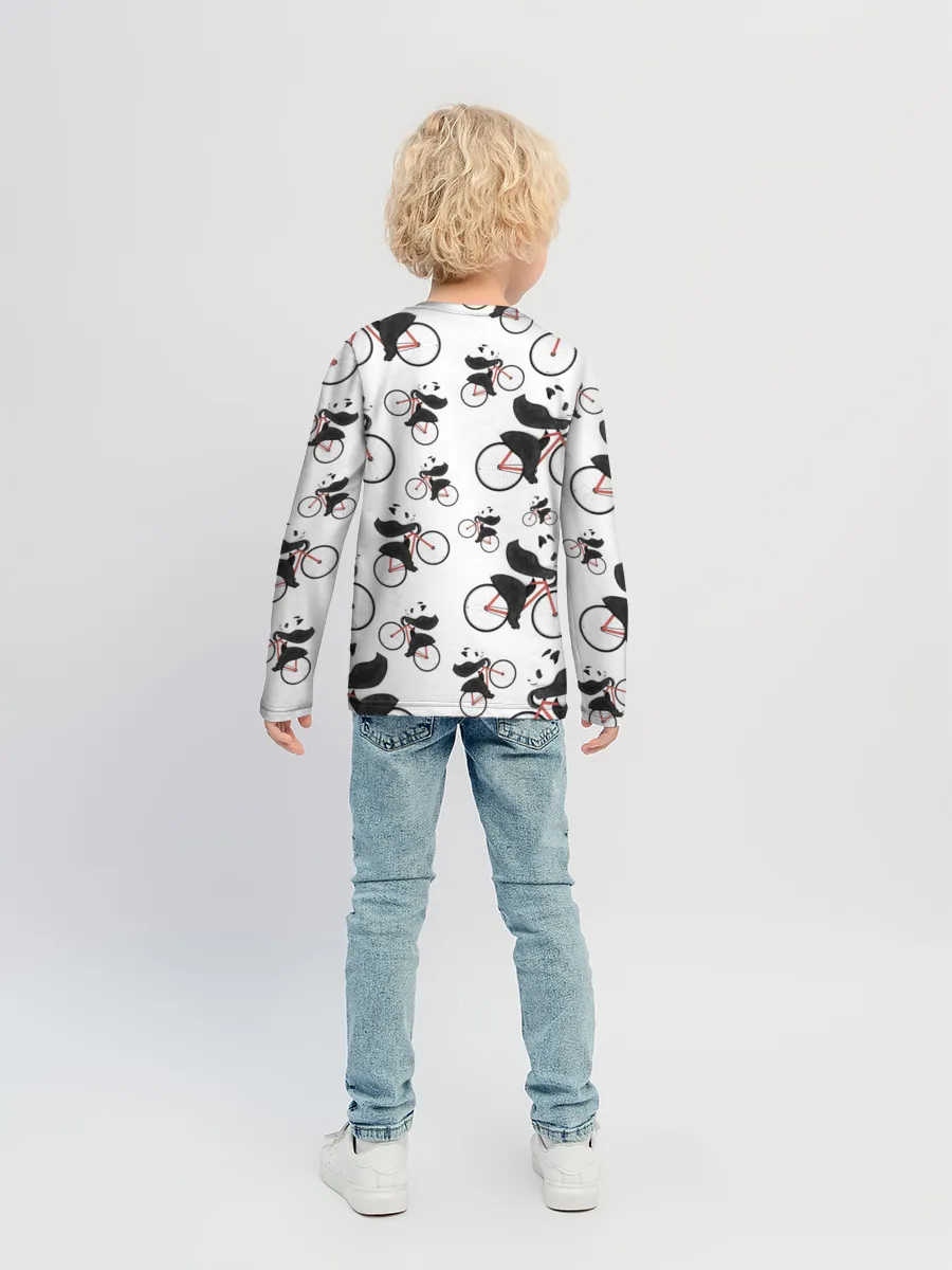 Детский лонгслив / Панды На Велосипеде