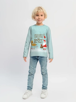 Детский лонгслив / олень и Дед Мороз