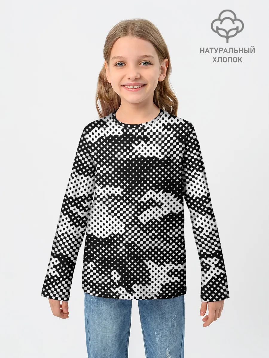 Детский лонгслив / Черный камуфляж