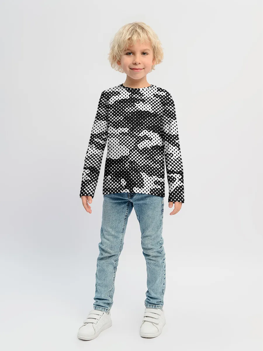 Детский лонгслив / Черный камуфляж