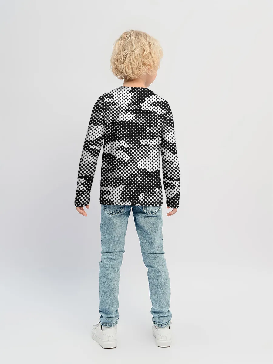 Детский лонгслив / Черный камуфляж