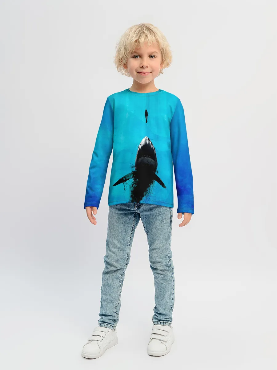 Детский лонгслив / Акула на охоте