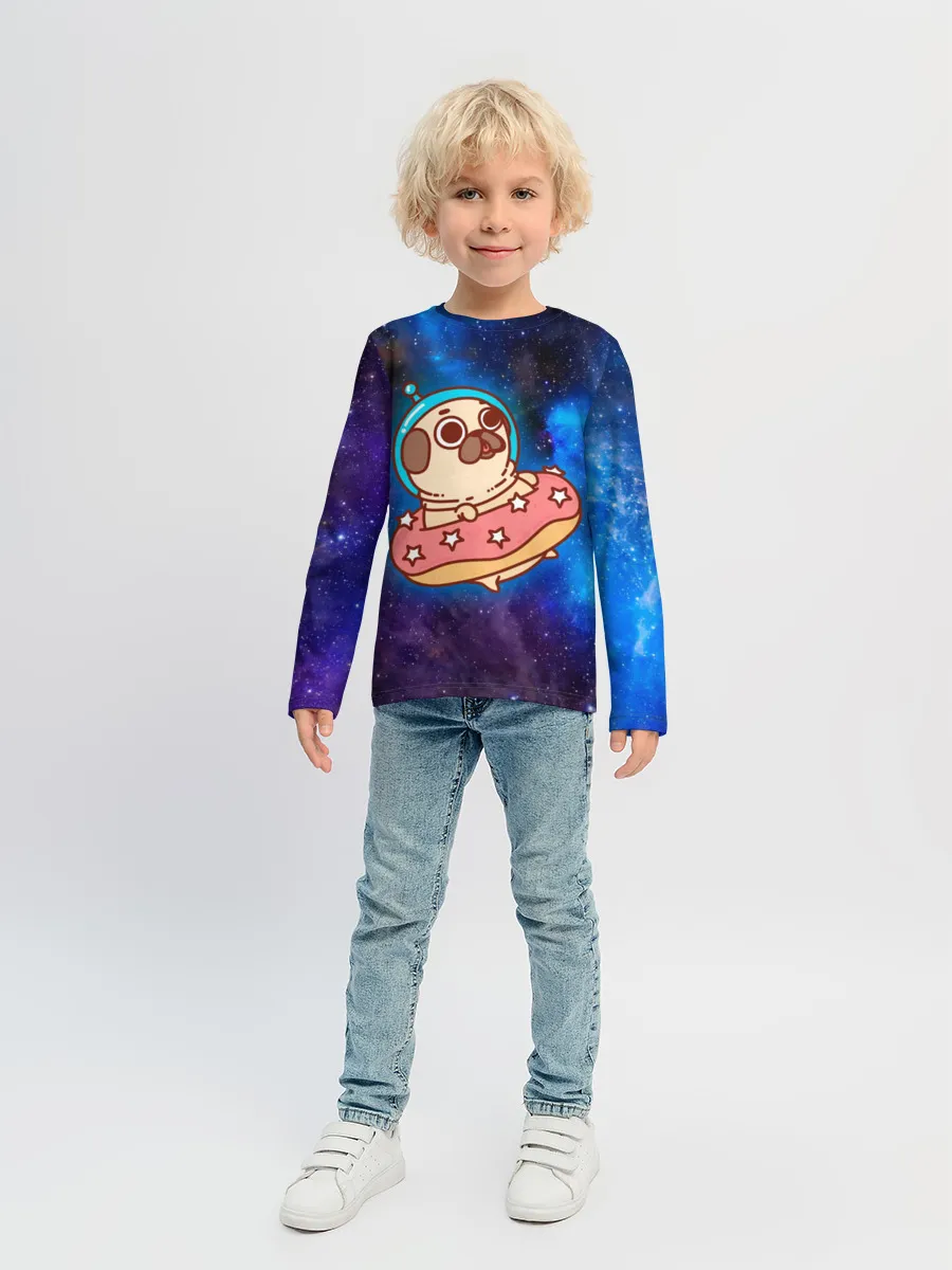 Детский лонгслив / Мопс Космонавт
