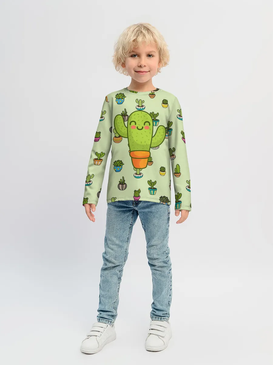 Детский лонгслив / Веселый кактус